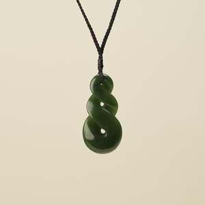 Double Pikorua Kawakawa Greenstone Large Pendant