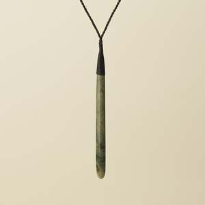 Flower Roimata XL Pounamu Pendant, Black Binding