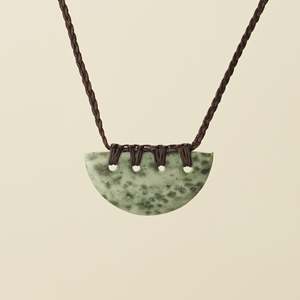 Kōuma Breastplate Kōkopu Pounamu Small Pendant, Brown Binding