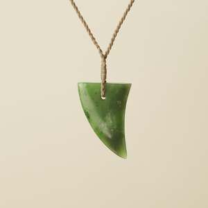 Protection: Niho Medium Kahurangi Pounamu Pendant, Tan Binding