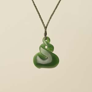 Connection: Pounamu Double Twist Pendant, Khaki Binding
