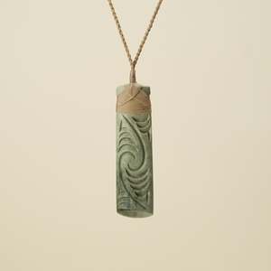 Autumn Sale: Toki Whakarei Carved Large Inanga Pounamu Pendant