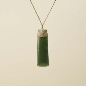 Toki Kahurangi Polished Pounamu Extra Large Tan Binding