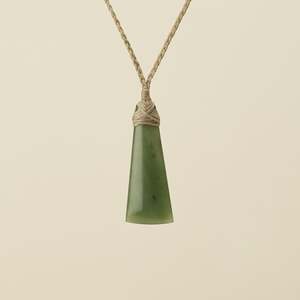 Toki Kahurangi Pounamu Extra Small Pendant Tan Binding