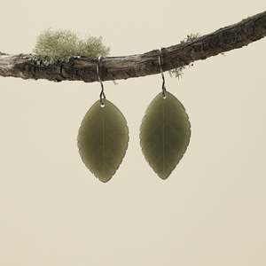 Earrings: Small Kawakawa Greenstone Leaf Earrings 30mm
