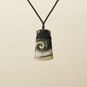 Medium Raukaraka Pounamu Toki with Koru Pendant