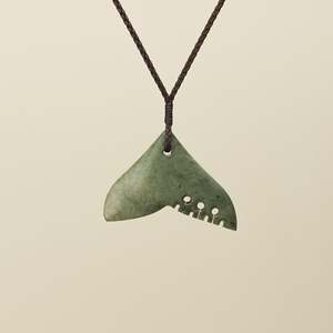 Whales Tail: Whale's Tail Raukaraka Inanga Pounamu Medium Pendant