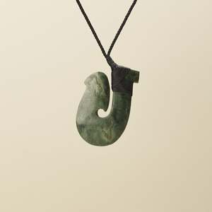Pendants: Large Inanga Pounamu Hei Matau Pendant