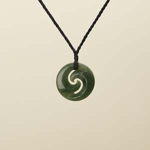 Koru Pendants: Open Koru Kawakawa Pounamu Medium Pendant