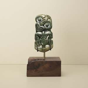 Ornaments: Hei Tiki Flower (Putiputi) Pounamu Sculpture