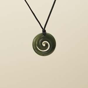 Koru Medium Kawakawa Pounamu Pendant