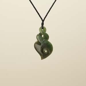 Large Pikorua Koru Raukaraka Pounamu Pendant