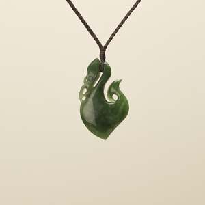 All: Medium Manaia Flower Pounamu Pendant