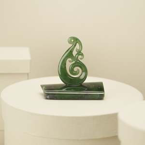 Small Greenstone Quad Koru Sculpture