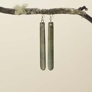 Large Roimata Raukaraka Pounamu Earrings