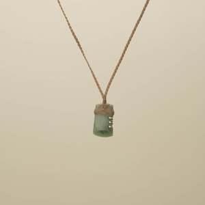 Pendants: Inanga XS Notched Toki Pounamu Pendant, Tan Binding