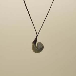 Hei Matau: Hapopo Small Hei Matau Pounamu Pendant, Brown Binding