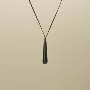 Inanga XS Roimata Pounamu Pendant, Khaki Binding