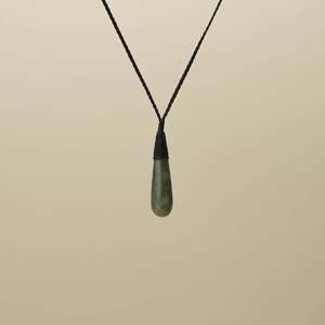 Raukaraka XS Roimata Pounamu Pendant, Black Binding