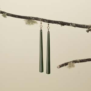 Kawakawa Pounamu Large Drop Earrings