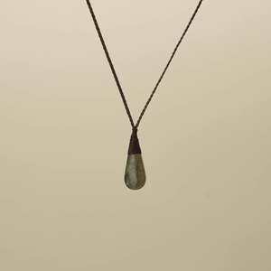 Connection: Raukaraka XS Roimata Pounamu Pendant, Brown Binding