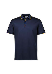 Mens Focus Short Sleeve Polo - Navy/Gold