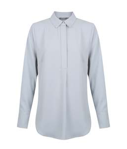 Corporate Office Wear: Long Sleeve Soft Quinn Top - Silver