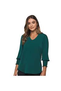 Products: Cleo V Neck Shirred Cuff Top