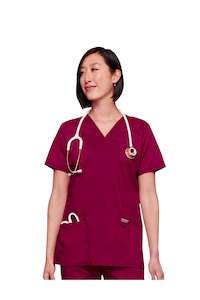 Cherokee: Cherokee Women's WW Revolution V-Neck Top - Wine