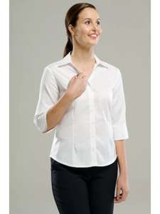 Wrinkle Free Self-Stripe 3/4 Sleeve Blouse