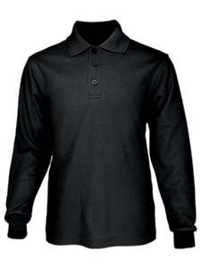 Bocini: Plain Colour Poly Face Cotton Backing L/S Polo