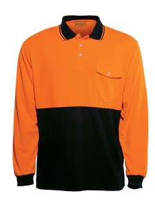 Hi Vis Unisex Long Sleeve Safety Polo With Pocket