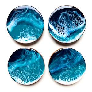 Wooden Boards And Coasters: Ocean Wave Coasters set of 4