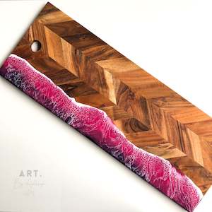 Chevron Wooden Serving Board - Pink/Purple
