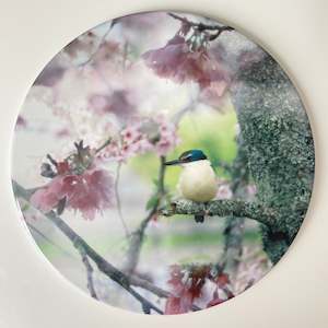 Ceramic Art: Ceramic Coaster Single - Cherry Blossom King (Circular)