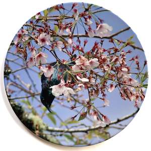 Ceramic Art: Ceramic Wall Art Tile 20cm - Tui Blossom 3