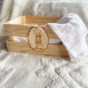 Baby And Children: Wooden Easter Crate with Name Tag