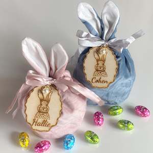 Baby And Children: Velvet Bunny Gift Bag with Name Tag
