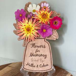 Personalised Gifts: Flowers for Mummy - Picked Flower Display