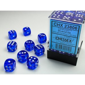 Six Sided Dice: Copy of Chessex: Translucent Blue/White 12mm Dice Block