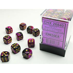 Six Sided Dice: Chessex: Gemini Black Purple/Gold 12mm Dice Block