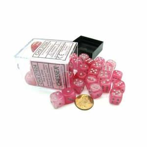Chessex: Ghostly Glow Pink/Silver 12mm d6 Block (36)