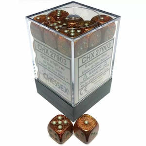 Dice: Chessex: Glitter Gold/silver 12mm d6 Block (36)