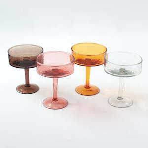 New Arrivals: Handblown Hammered Coupe Cocktail Glass Pair