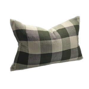 Decor: Linen Cushion Long Olive Check