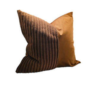 Decor: Patchwork Cushion Square Orange Corduroy Velvet