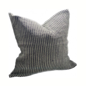 Linen Cushion Square Black Stripe
