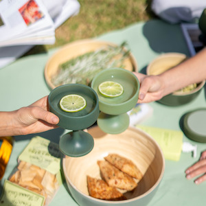 Porter Green: Porter Green Sage + Olive Mecc Silicone Unbreakable Cocktail Glasses
