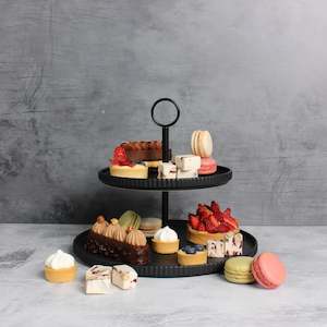 Matte Black Ceramic 2 Tier Serving Platter