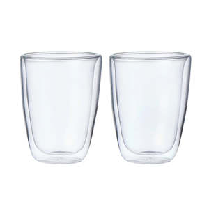 Leaf & Bean Double Wall Glass 2pcs Set Clear